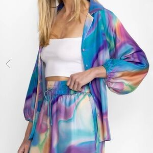 Johnny Was Merida marble silk short size medium. Fully lined with silk. Pockets